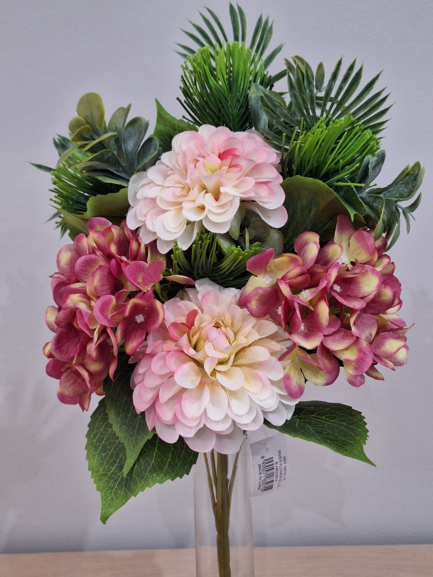RAMO ZINNIAS Y HORTENSIAS